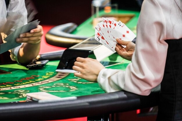 Blackjack table setup Play'n GO blackjack table with dealer and player seats